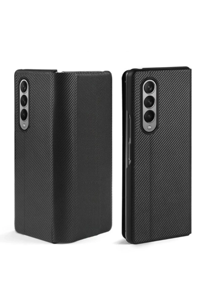 Newface Samsung Galaxy Z Fold 3 Kılıf Fold Karbon Kapak - Siyah resmi