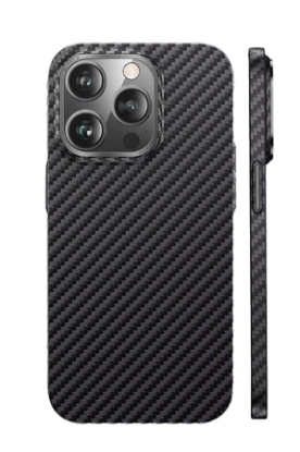 Newface iPhone 14 Pro Kılıf Metalik Karbon Kapak - Siyah resmi