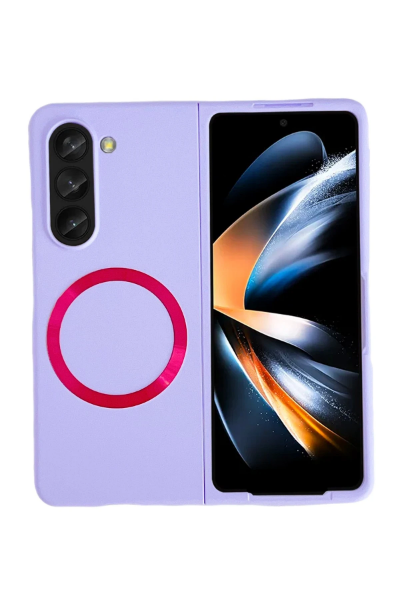 Newface Samsung Galaxy Z Fold 5 Kılıf Mata Fold Kapak - Lila resmi