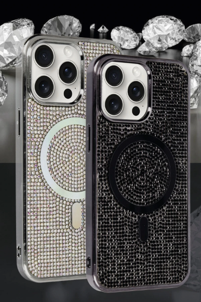 Newface iPhone 14 Pro Max Kılıf Diamond Magsafe Kapak - Gold resmi