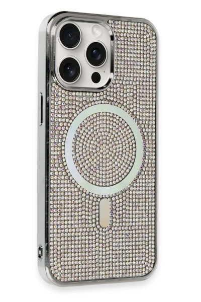 Newface iPhone 15 Pro Kılıf Diamond Magsafe Kapak - Rainbow resmi