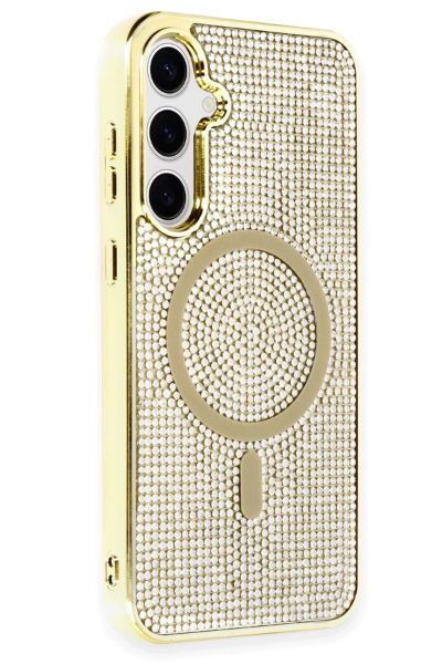 Newface Samsung Galaxy S23 Kılıf Diamond Magsafe Kapak - Gold resmi