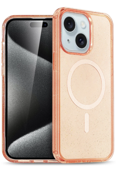 Newface iPhone 15 Kılıf Glow Magsafe Kapak - Turuncu resmi