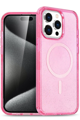 Newface iPhone 15 Pro Max Kılıf Glow Magsafe Kapak - Pembe resmi