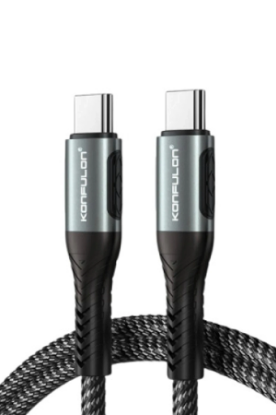 Konfulon DC43 Type-C to Type-C 1M Örgü 60W Hızlı Şarj Kablo - Siyah resmi