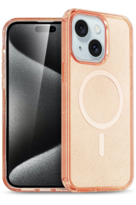 Newface iPhone 15 Plus Kılıf Glow Magsafe Kapak - Turuncu resmi
