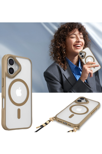 Newface iPhone 16 Plus Kılıf Enka Magsafe Silikon Kılıf - Desert resmi