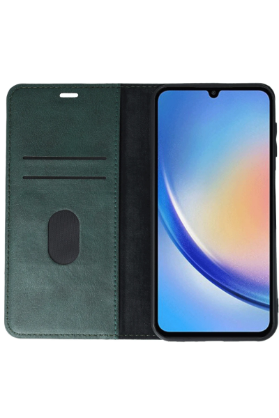 Newface Samsung Galaxy A24 4G Kılıf Trend S Plus Kapaklı Kılıf - Yeşil resmi