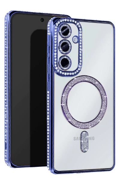Newface Samsung Galaxy S25 Kılıf Joke Simli Magneticsafe Kılıf - Mavi resmi