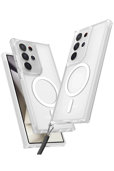 Newface Samsung Galaxy S24 Ultra Kılıf Enka Magsafe Silikon Kılıf - Şeffaf resmi