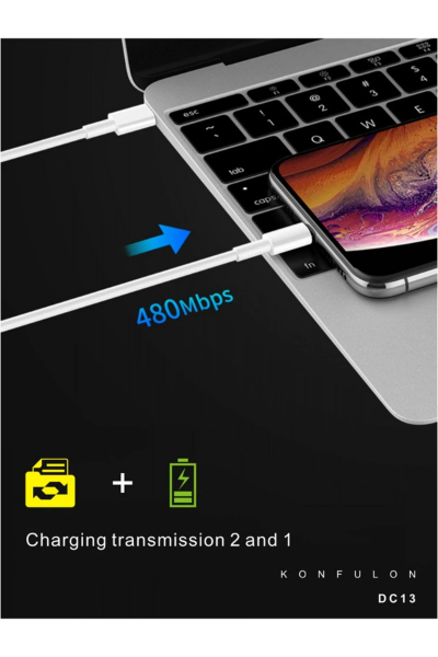 Konfulon DC13 1M 20W Type-C to Lightning Kablo iphone Uyumlu resmi
