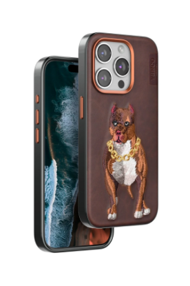 Venco iPhone 15 Pro Perma Desenli Kapak - Kahverengi resmi