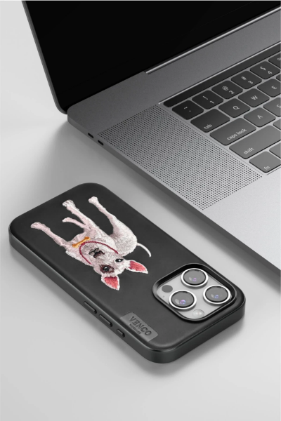 Venco iPhone 15 Pro Perma Desenli Kapak - Kahverengi resmi