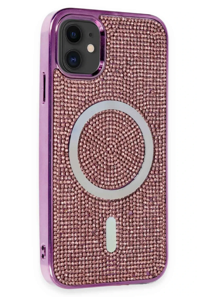 Newface iPhone 11 Kılıf Diamond Magsafe Kapak - Derin Mor resmi