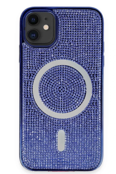 Newface iPhone 11 Kılıf Diamond Magsafe Kapak - Lacivert resmi