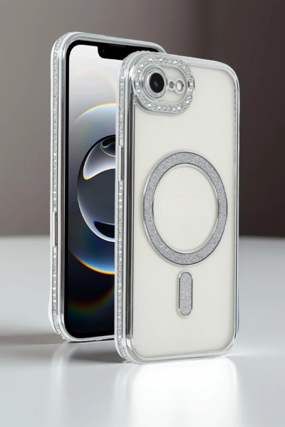 Newface Apple iPhone 16E Joke Simli Magneticsafe Kılıf - Gümüş resmi