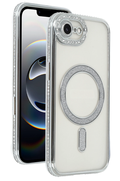 Newface Apple iPhone 16E Joke Simli Magneticsafe Kılıf - Gümüş resmi