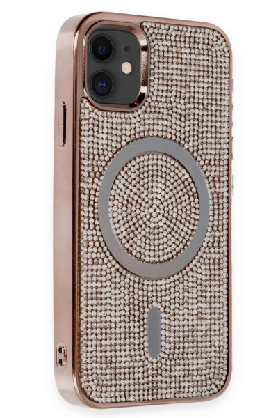 Newface iPhone 11 Kılıf Diamond Magsafe Kapak - Pembe resmi