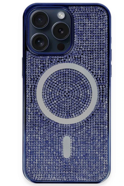 Newface iPhone 14 Pro Max Kılıf Diamond Magsafe Kapak - Lacivert resmi