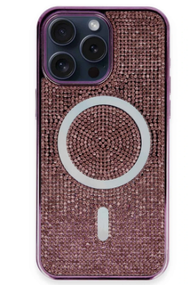 Newface iPhone 15 Pro Kılıf Diamond Magsafe Kapak - Derin Mor resmi