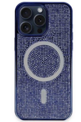Newface iPhone 15 Pro Max Kılıf Diamond Magsafe Kapak - Lacivert resmi