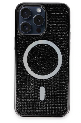Newface iPhone 15 Pro Max Kılıf Diamond Magsafe Kapak - Siyah-Rainbow resmi