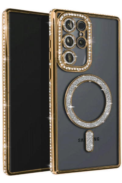 Newface Samsung Galaxy S23 Ultra Joke Simli Magneticsafe Kılıf - Gold resmi