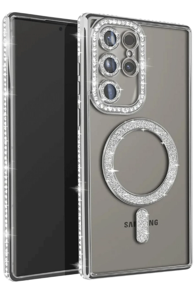 Newface Samsung Galaxy S23 Ultra Joke Simli Magneticsafe Kılıf - Gümüş resmi