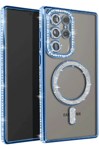Newface Samsung Galaxy S23 Ultra Joke Simli Magneticsafe Kılıf - Mavi resmi