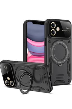 Newface iPhone 11 Kılıf Joy Lens Standlı Kapak - Siyah resmi