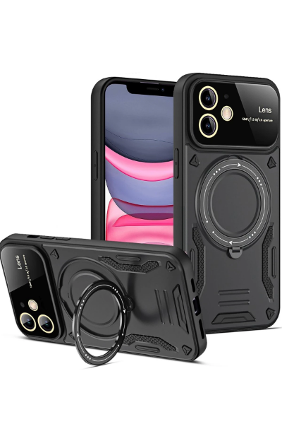 Newface iPhone 11 Kılıf Joy Lens Standlı Kapak - Siyah resmi