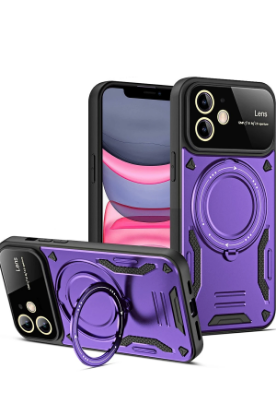 Newface iPhone 11 Kılıf Joy Lens Standlı Kapak - Mor resmi