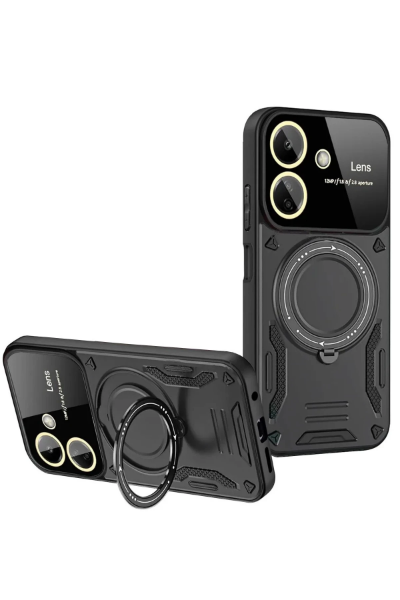 Newface Xiaomi Redmi 13C Kılıf Joy Lens Standlı Kapak - Siyah resmi