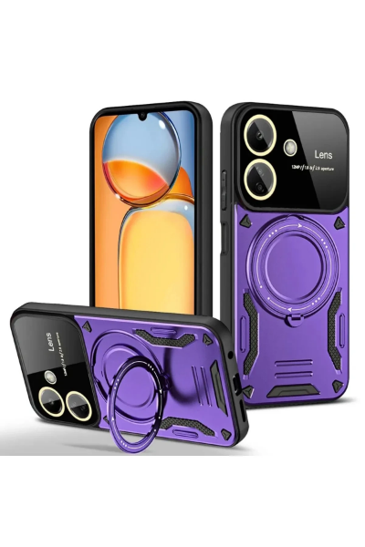 Newface Xiaomi Redmi 13C Kılıf Joy Lens Standlı Kapak - Mor resmi