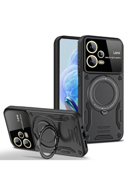 Newface Xiaomi Redmi Note 12 Pro 5G Kılıf Joy Lens Standlı Kapak - Siyah resmi