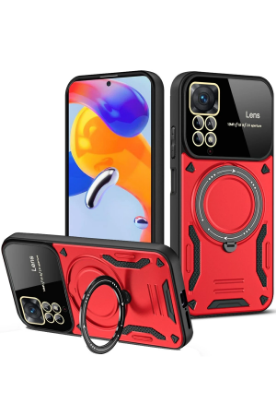 Newface Xiaomi Redmi Note 12 Pro 4G Kılıf Joy Lens Standlı Kapak - Kırmızı resmi