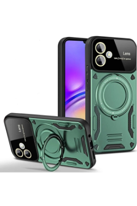 Newface Samsung Galaxy A05 Kılıf Joy Lens Standlı Kapak - Koyu Yeşil resmi
