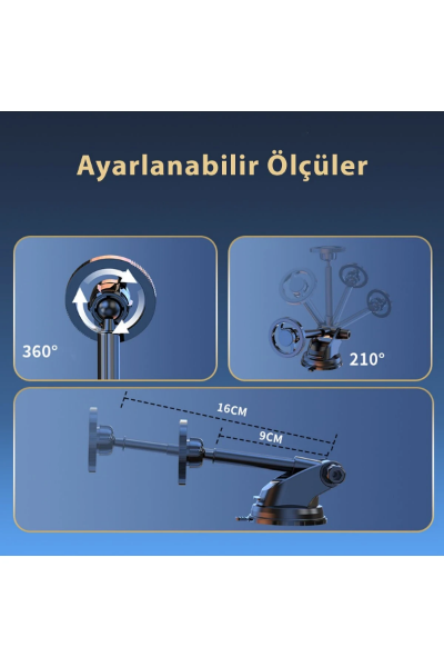 Newface Q33 Ayarlanabilir Yapışkanlı Manyetik Magsafe Araç Tutucu - Siyah resmi