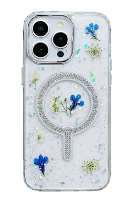Newface iPhone 15 Pro Flower Magsafe Kapak - Krem resmi