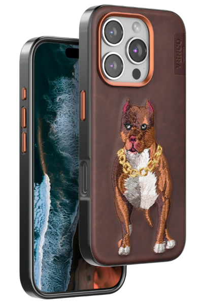 Venco iPhone 16 Pro Perma Desenli Kapak - Kahverengi resmi