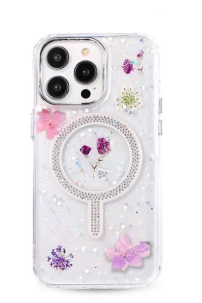 Newface iPhone 15 Pro Max Flower Magsafe Kapak - Mor resmi