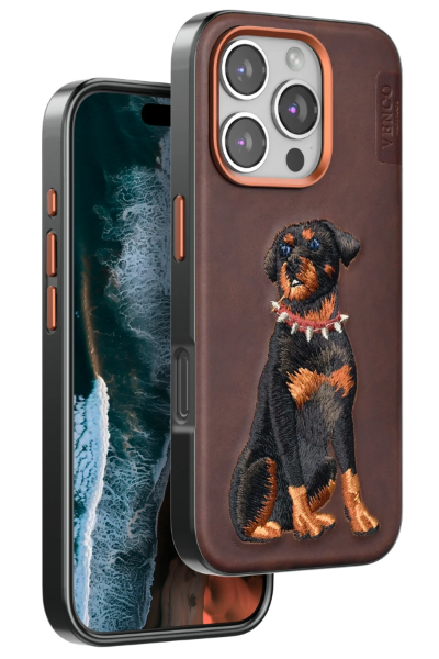 Venco iPhone 16 Pro Max Perma Desenli Kapak - Koyu Kahve resmi