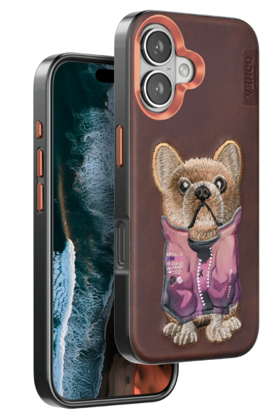 Venco iPhone 16 Cute Desenli Kapak - Koyu Kahve resmi