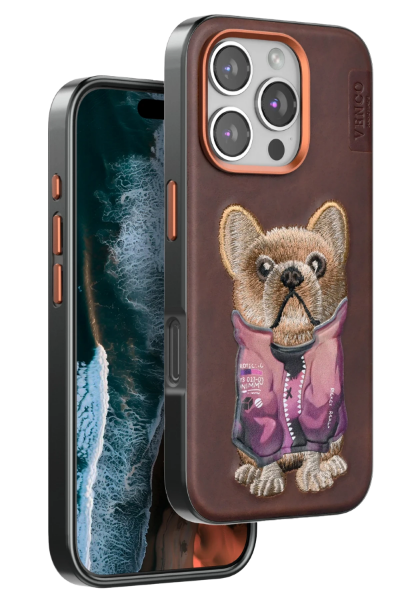 Venco iPhone 16 Pro Cute Desenli Kapak - Koyu Kahve resmi