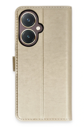 Newface Vivo Y27 Kılıf Trend S Plus Kapaklı Kılıf - Gold resmi