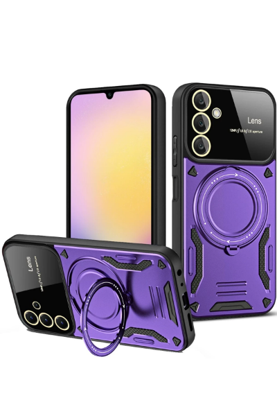 Newface Samsung Galaxy A14 4G Kılıf Joy Lens Standlı Kapak - Mor resmi