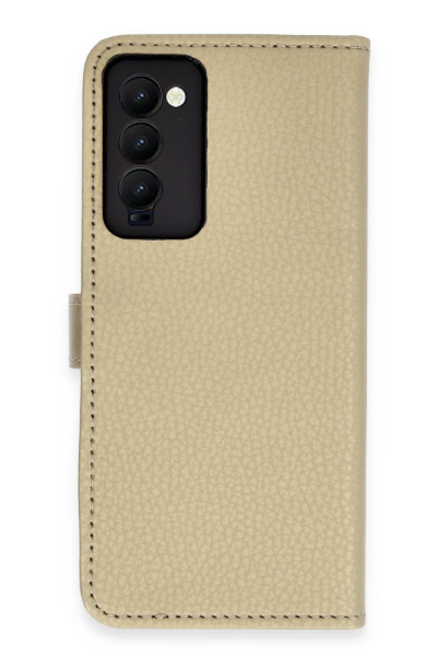 Newface Tecno Camon 18 Kılıf Trend S Plus Kapaklı Kılıf - Gold resmi