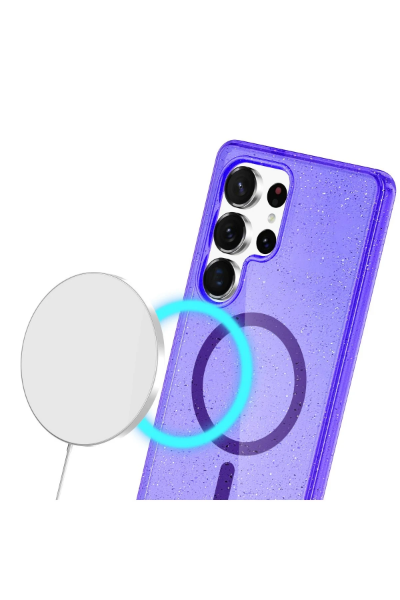 Newface Samsung Galaxy S23 Ultra Kılıf Glow Magsafe Kapak - Mor resmi