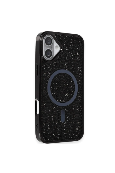 Newface iPhone 16 Kılıf Diamond Magsafe Kapak - Siyah resmi