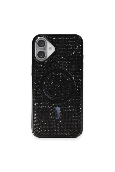 Newface iPhone 16 Plus Kılıf Diamond Magsafe Kapak - Siyah resmi